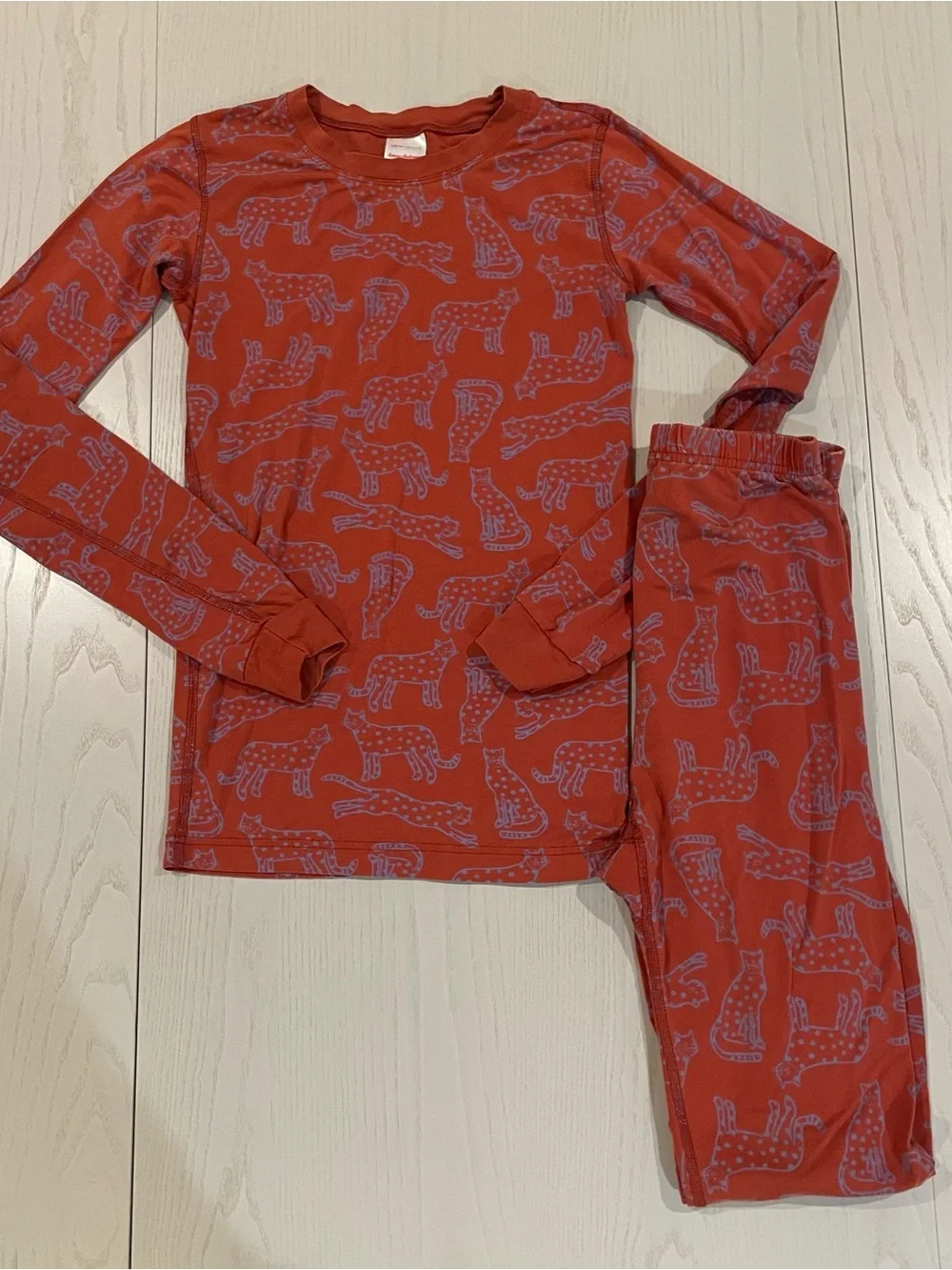 Hanna Andersson HannaSoft Stretch Pajama Set Wild Cat Amber Wood 14-16 160